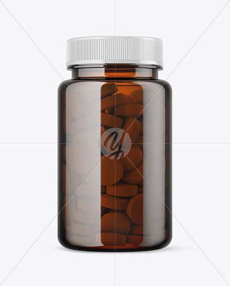 Amber Pills Bottle Mockup