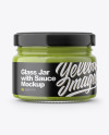 Glass Jar with Green Sauce Mockup