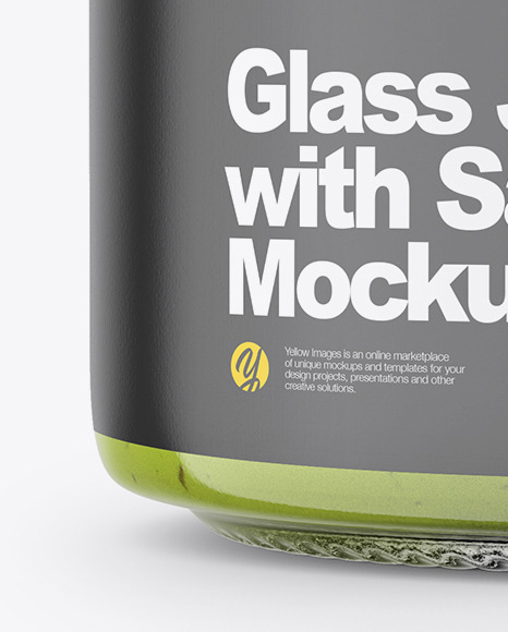 Glass Jar with Green Sauce Mockup