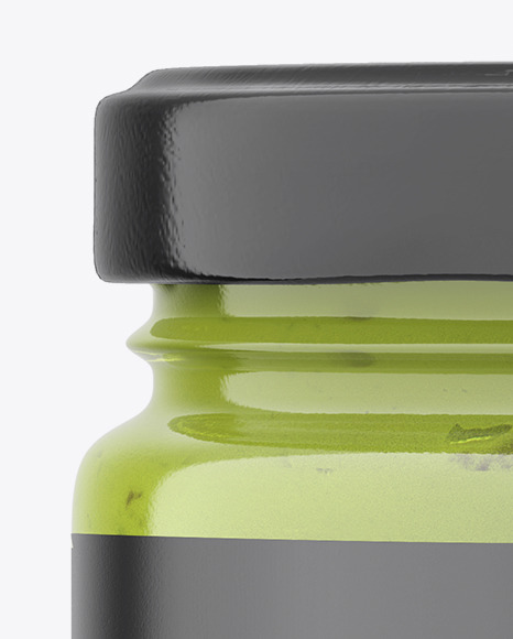 Glass Jar with Green Sauce Mockup