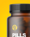 Frosted Amber Pills Bottle Mockup