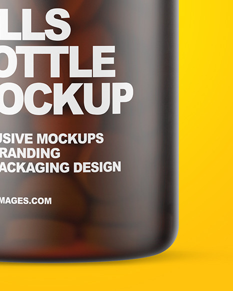 Frosted Amber Pills Bottle Mockup