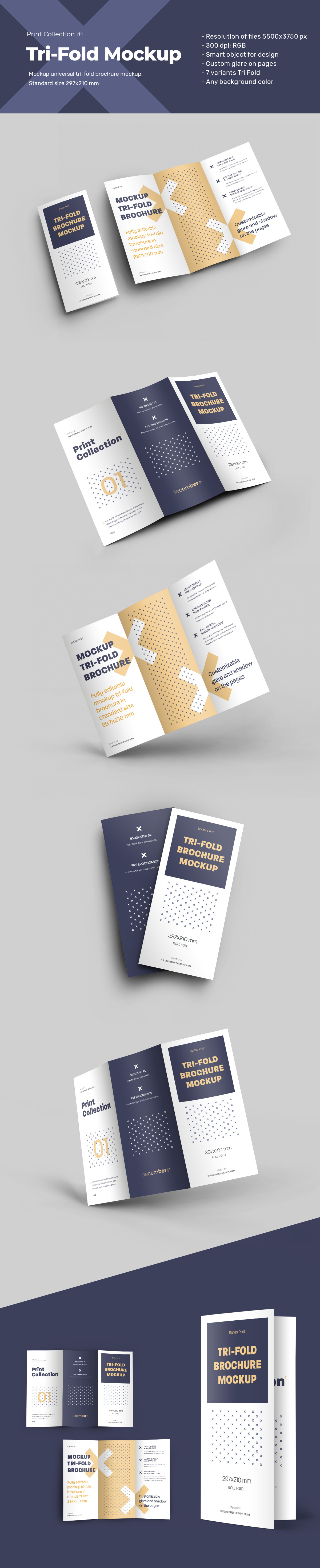 7 Mockups Leafleat DL Trifold Brochure 7 Mockups Leafleat DL Trifold Brochure