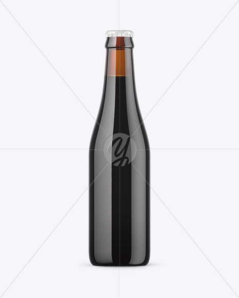 Amber Dark Beer Bottle Mockup