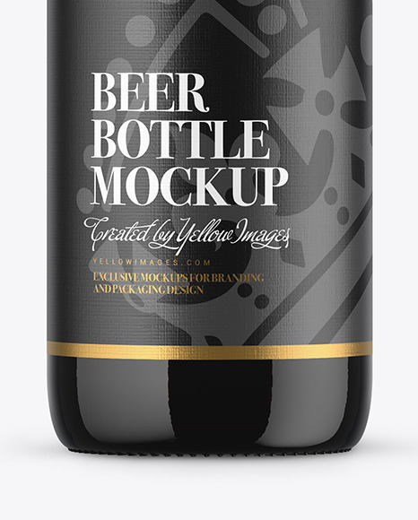 Amber Dark Beer Bottle Mockup