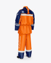 Winter Insulated Coveralls Mockup – Back Half Side View