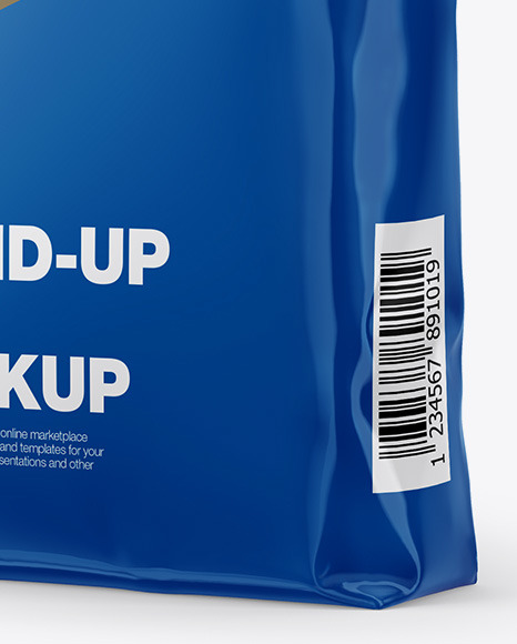 Glossy Stand-Up Bag Mockup - Half Side View