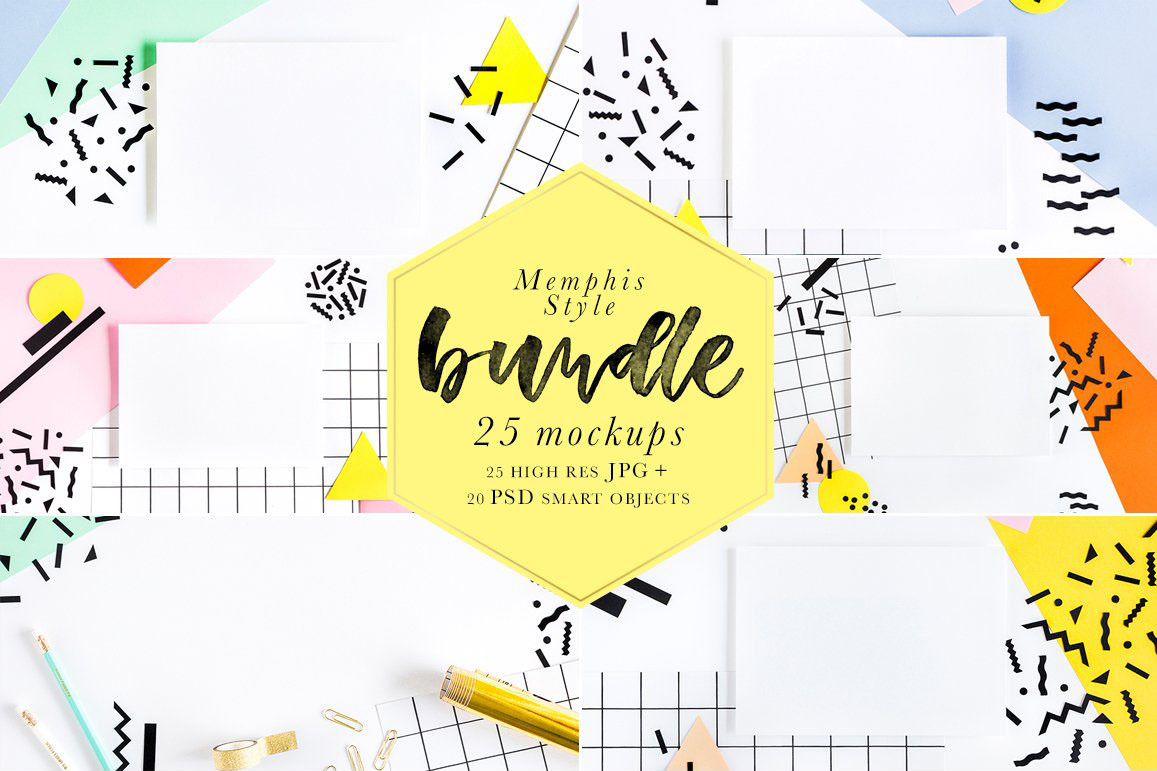 Memphis Style Bundle Mockups Memphis Style Bundle Mockups