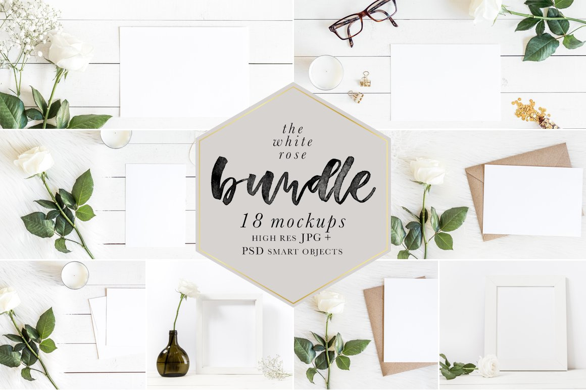 The White Rose Mockups Bundle The White Rose Mockups Bundle