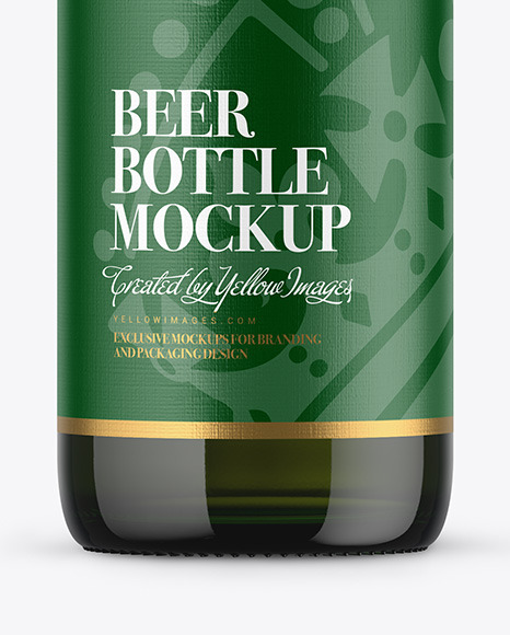 Green Glass Beer Bottle Mockup