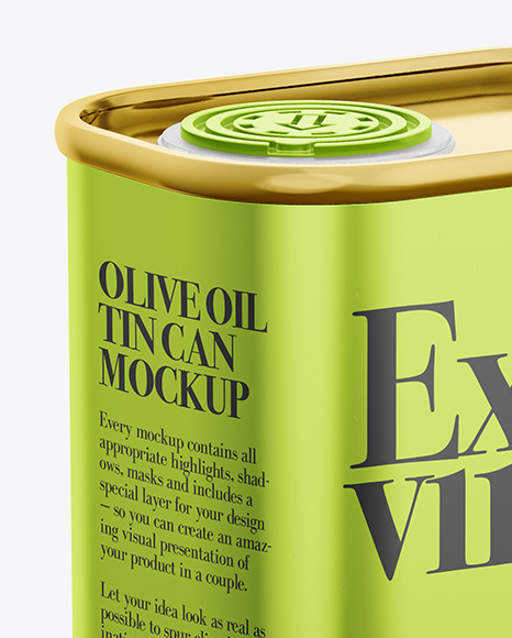 Metallic Olive Oil Tin Can Mockup