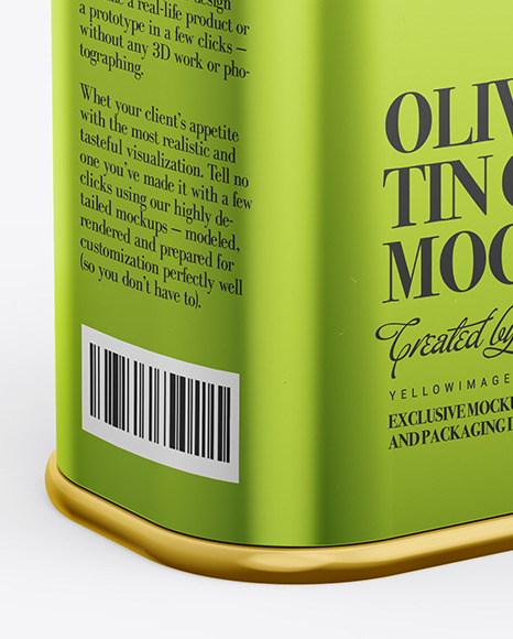 Metallic Olive Oil Tin Can Mockup