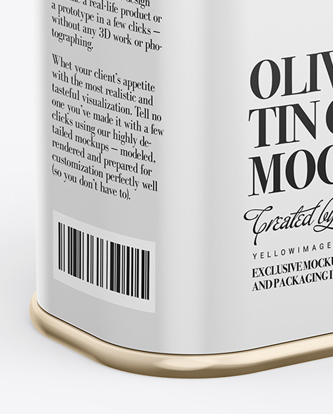 Glossy Olive Oil Tin Can Mockup