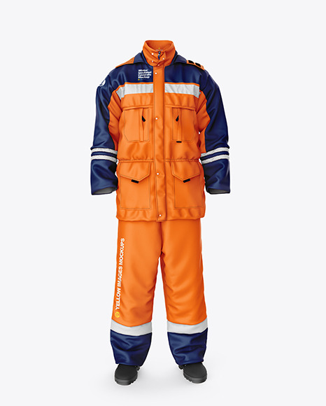 Winter Insulated Coveralls Mockup – Front View