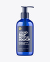 Blue Liquid Soap Bottle with Pump Mockup