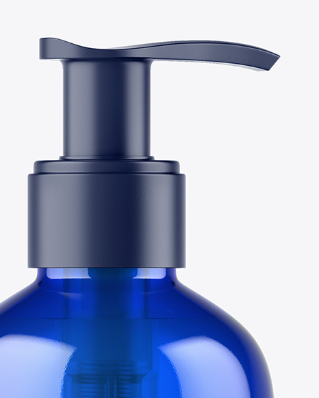 Blue Liquid Soap Bottle with Pump Mockup