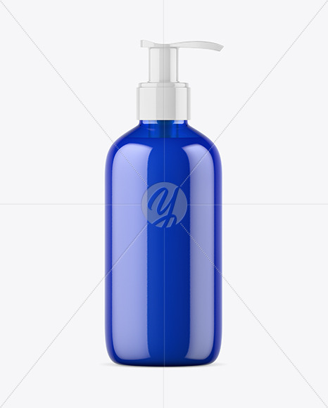 Blue Liquid Soap Bottle with Pump Mockup