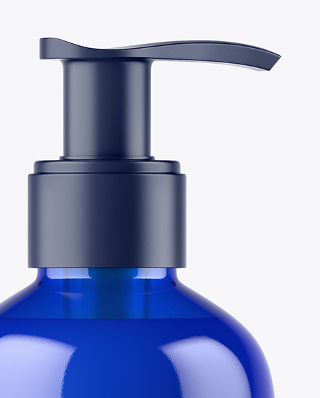 Blue Liquid Soap Bottle with Pump Mockup