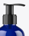 Dark Blue Liquid Soap Bottle with Pump Mockup