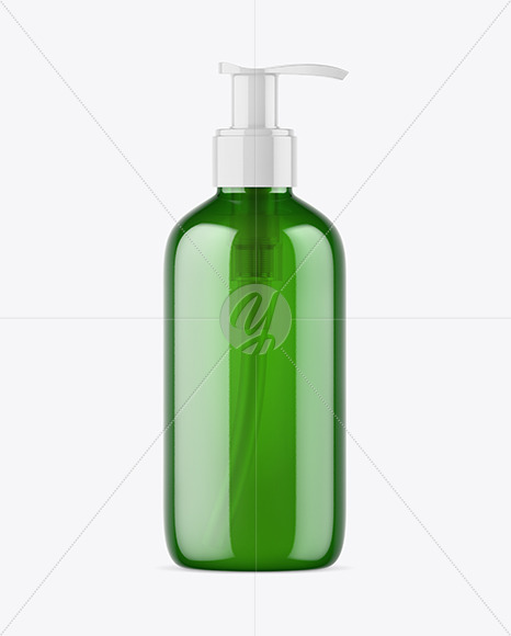 Green Liquid Soap Bottle with Pump Mockup