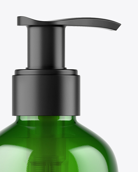 Green Liquid Soap Bottle with Pump Mockup