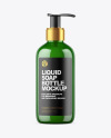 Green Liquid Soap Bottle with Pump Mockup