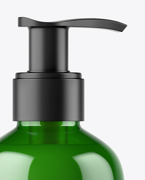 Green Liquid Soap Bottle with Pump Mockup