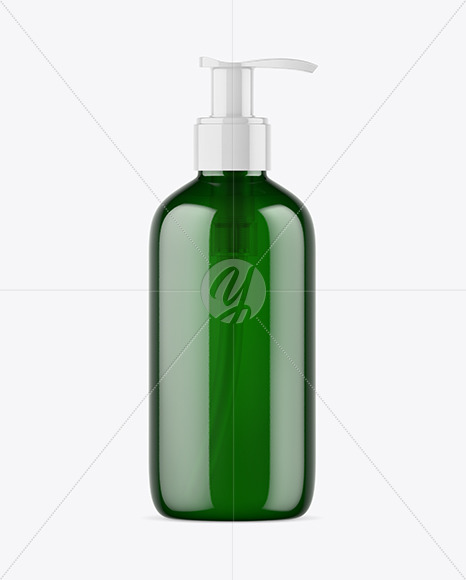 Dark Green Liquid Soap Bottle with Pump Mockup