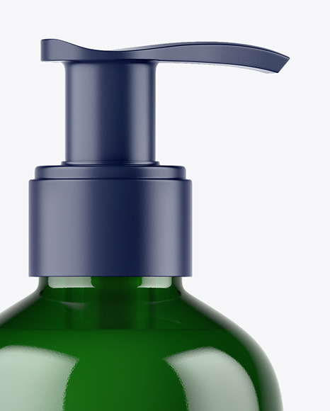 Dark Green Liquid Soap Bottle with Pump Mockup