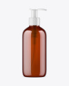 Amber Liquid Soap Bottle with Pump Mockup