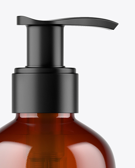 Amber Liquid Soap Bottle with Pump Mockup