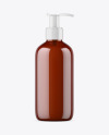 Amber Liquid Soap Bottle with Pump Mockup