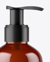 Amber Liquid Soap Bottle with Pump Mockup