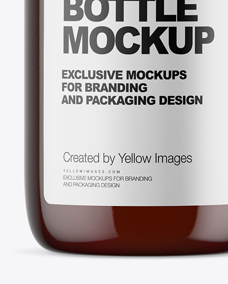 Dark Amber Liquid Soap Bottle with Pump Mockup