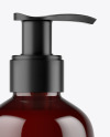 Dark Amber Liquid Soap Bottle with Pump Mockup