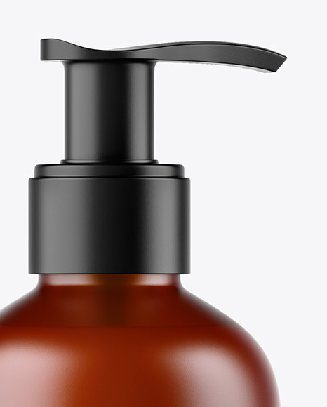 Frosted Amber Liquid Soap Bottle with Pump Mockup