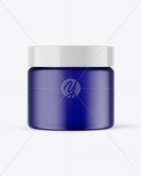 Frosted Blue Glass Cream Jar Mockup