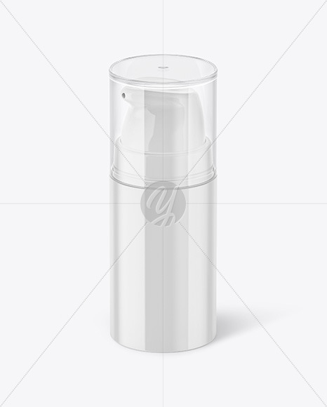 Glossy Cosmetic Bottle with Pump Mockup