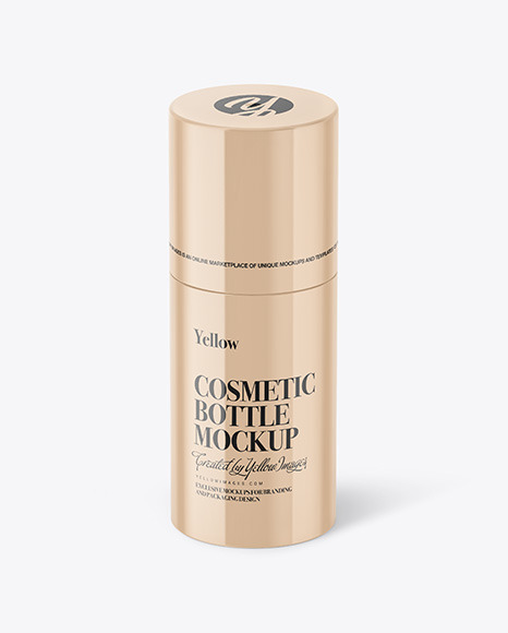 Glossy Cosmetic Bottle with Pump Mockup