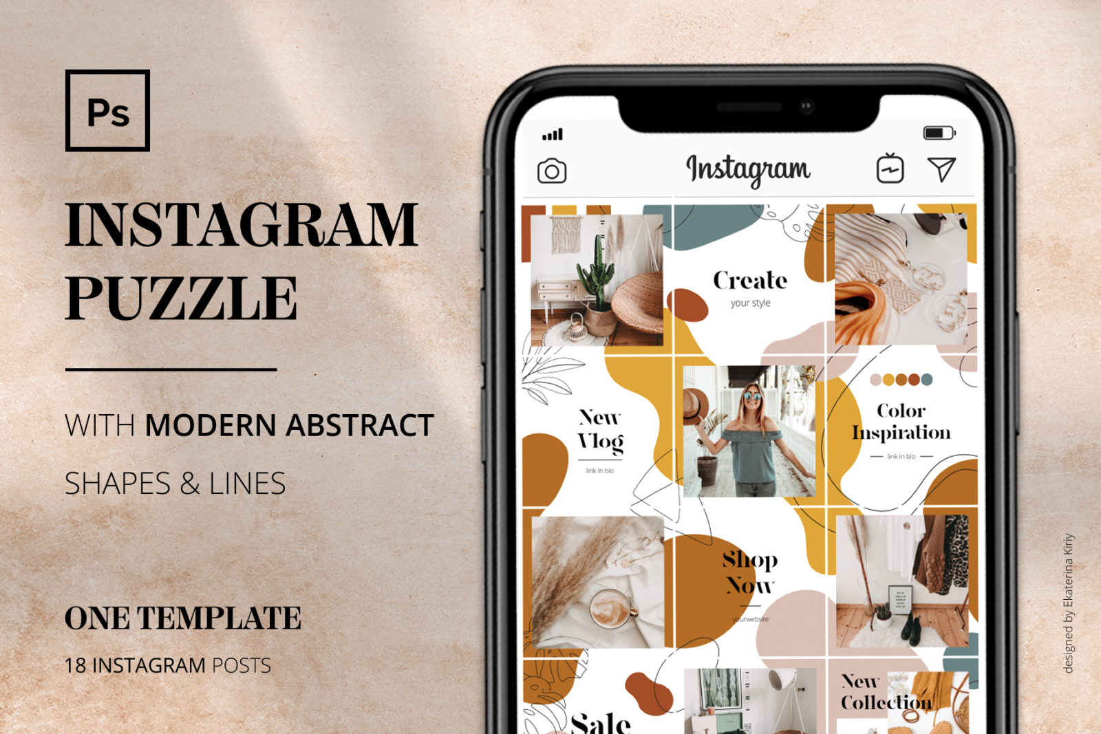 Instagram PUZZLE with shapes &amp; lines