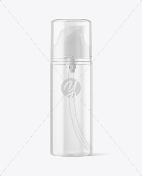 Clear Cosmetic Bottle with Pump Mockup Clear Cosmetic Bottle with Pump Mockup