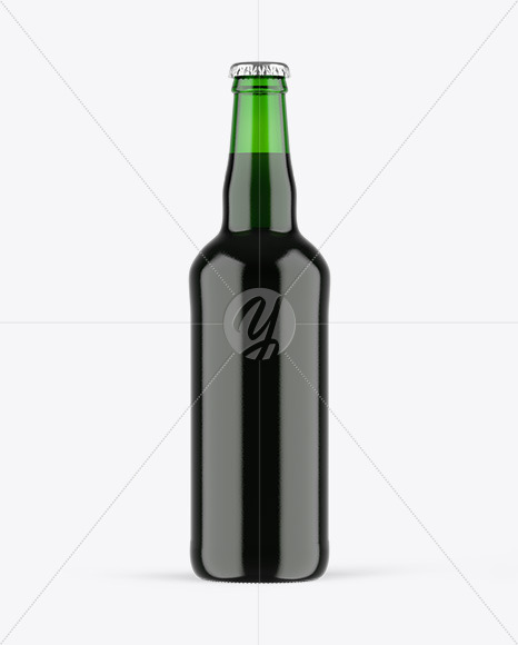 Green Glass Dark Beer Bottle Mockup