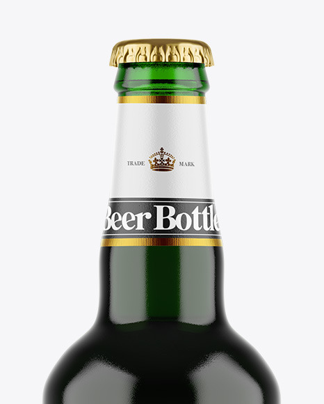 Green Glass Dark Beer Bottle Mockup