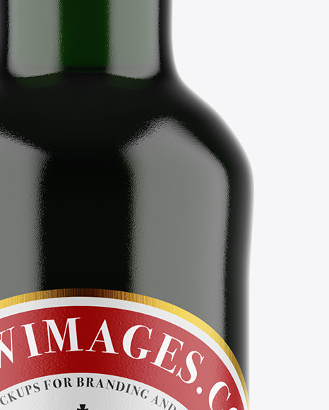 Green Glass Dark Beer Bottle Mockup