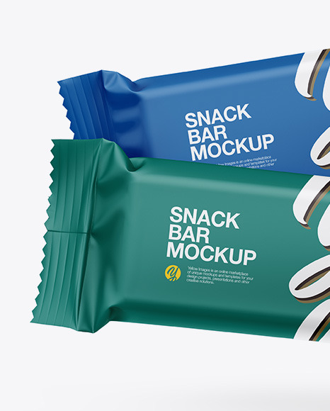 Two Matte Snack Bars Mockup