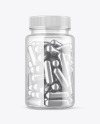 Clear Bottle with Metallized Pills Mockup