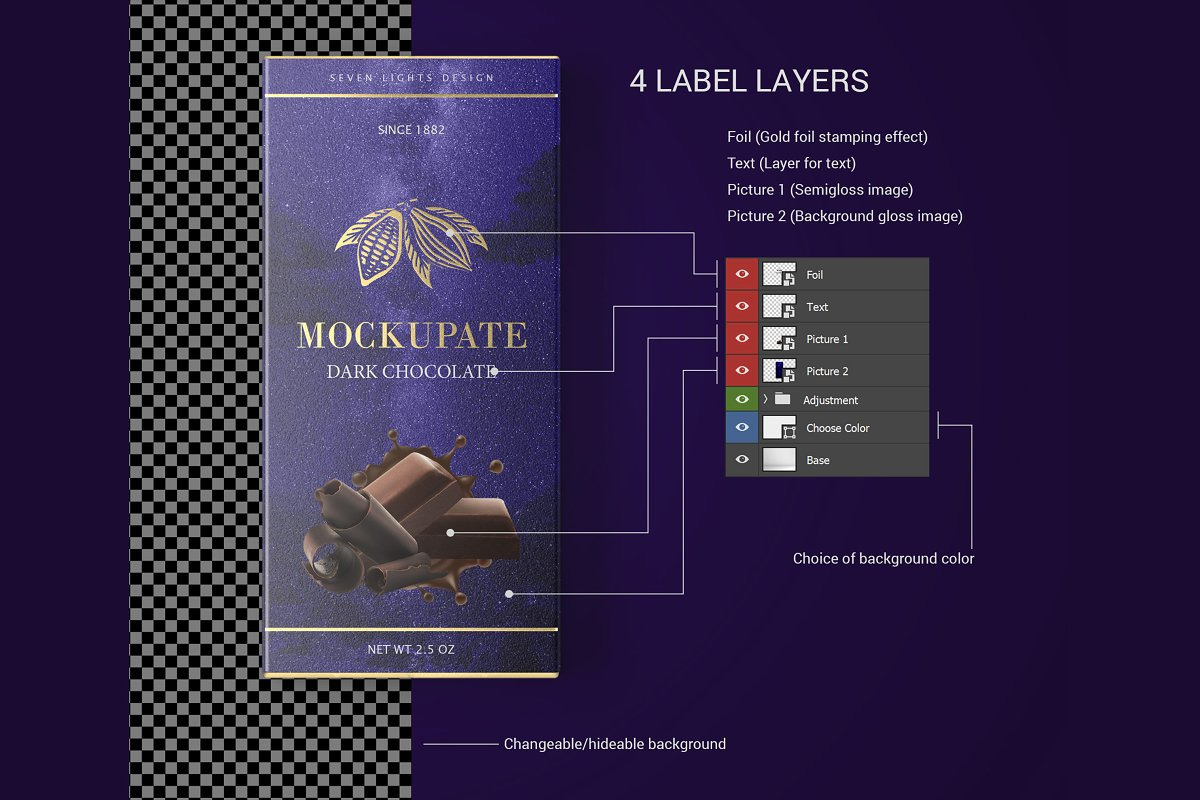 Chocolate Bar Packaging Mockup