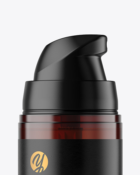 Amber Cosmetic Bottle with Pump Mockup