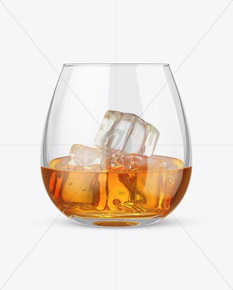 Whisky Glass With Ice Cubes Mockup