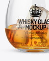 Whisky Glass With Ice Cubes Mockup